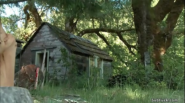 Journalist Chanel Preston investigates ritual in woods of blonde slave Iris Rose and then gets caught and anal fucked in rope bondage by John Strong